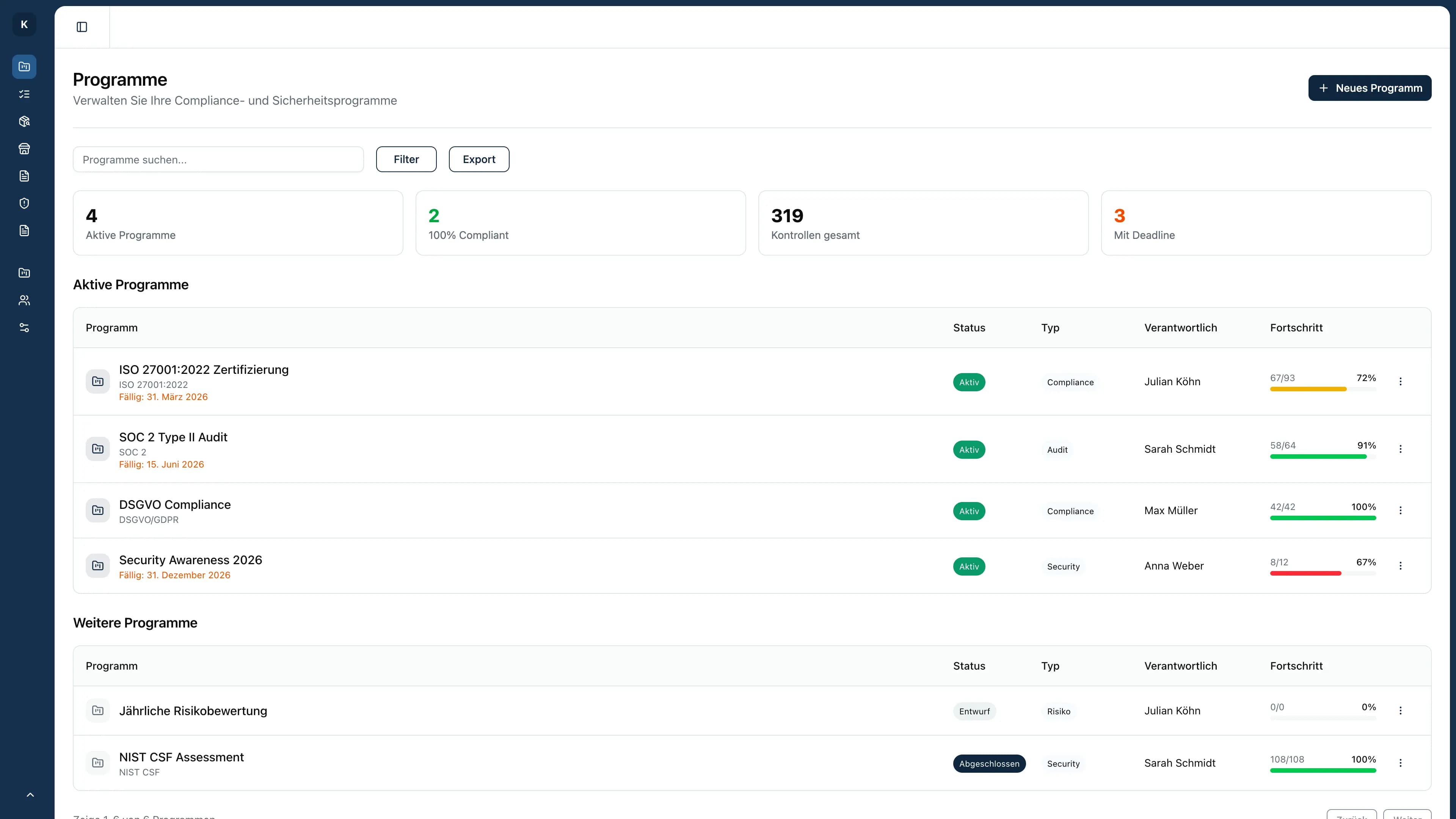 Kopexa Platform Dashboard