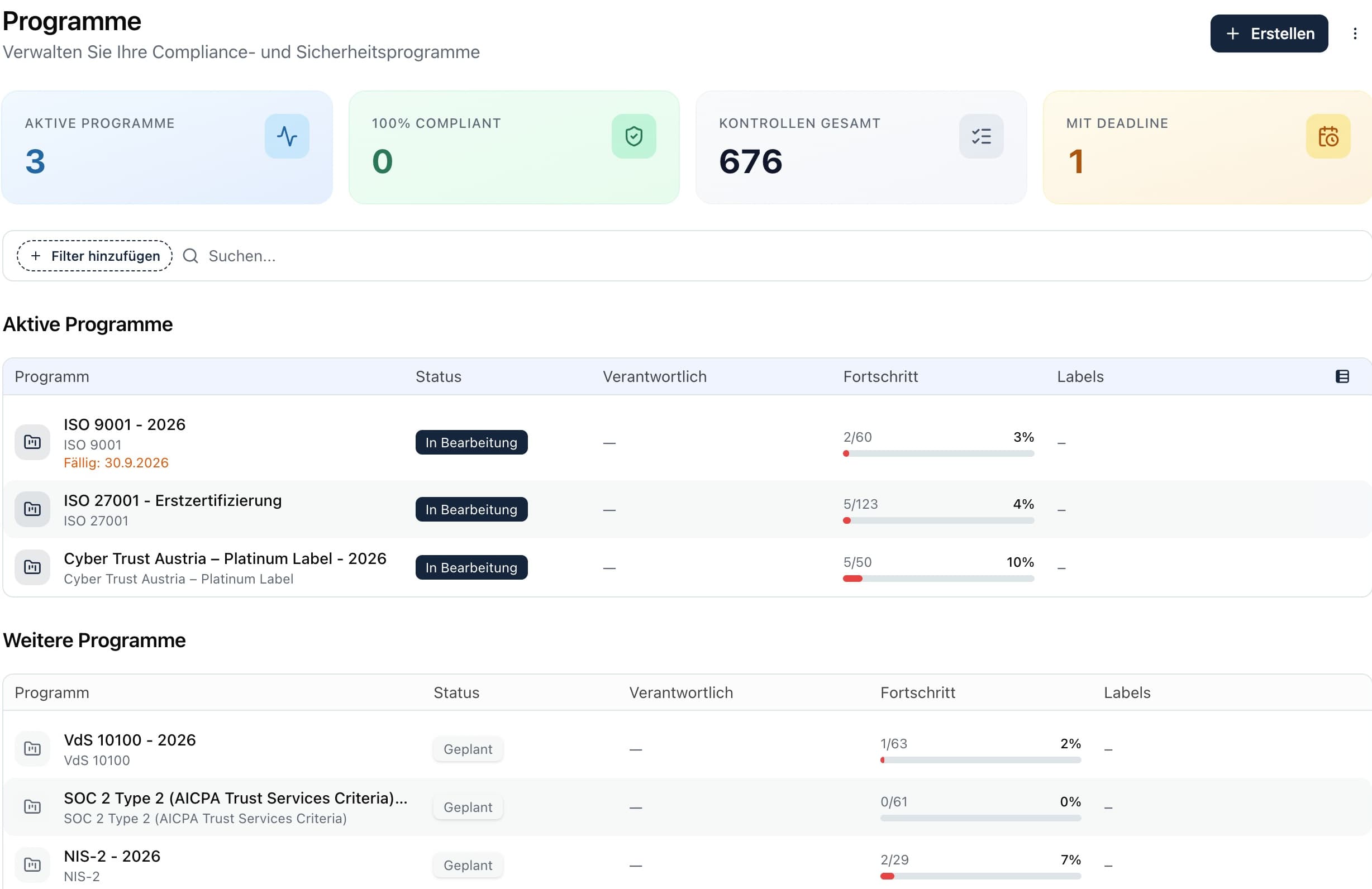 Programs in Kopexa; interface in German