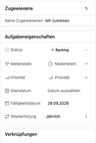 Aufgaben und ihre Verknüpfungen